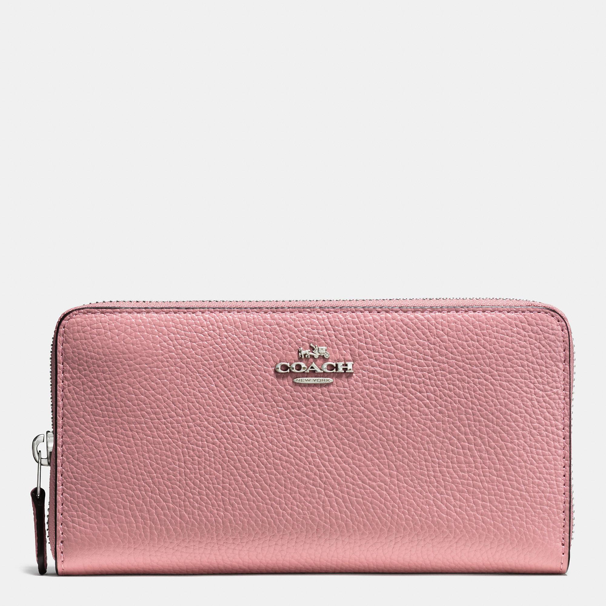 Lyst Coach Accordion Zip Wallet In Polished Pebble Leather in Pink